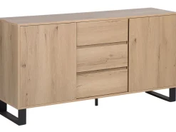 Sideboard Heller Holzfarbton 3 Schubladen 2 Schranke Elda