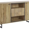 Sideboard Heller Holzfarbton / Schwarz 2 Schubladen 2 Schranke Boiso