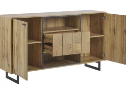Sideboard Heller Holzfarbton / Schwarz 2 Schubladen 2 Schranke Boiso