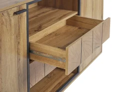 Sideboard Heller Holzfarbton / Schwarz 2 Schubladen 2 Schranke Boiso