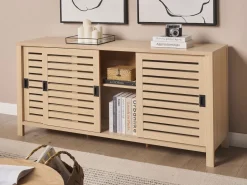Sideboard Heller Holzfarbton 3 Turen 160 X 40 X 75 Cm Randa