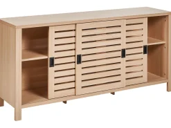 Sideboard Heller Holzfarbton 3 Turen 160 X 40 X 75 Cm Randa