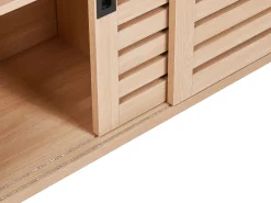 Sideboard Heller Holzfarbton 3 Turen 160 X 40 X 75 Cm Randa