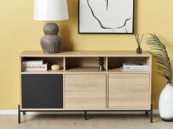 Sideboard Helles Holz Und Grau Mit 3 Turen Moines