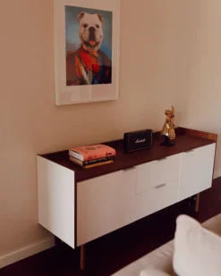 Sideboard Weis / Dunkler Holzfarbton 2 Schranke 2 Schubladen Madera