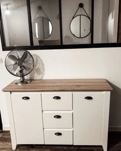 Sideboard Weis / Heller Holzfarbton 3 Schubladen Stamford