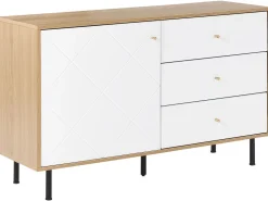 Sideboard Weis / Heller Holzfarbton 3 Schubladen Palmer