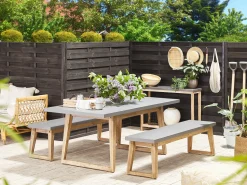 Sitzbank Beton / Akazienholz Grau / Heller Holzfarbton 160 Cm Oria