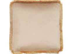 Sitzkissen Fur Stuhl Samtstoff Beige Mit Fransen 40 X 40 Cm Pothos