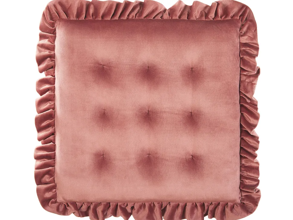 Sitzkissen Fur Stuhl Samtstoff Rosa Mit Ruschen 40 X 40 Cm Kalanchoe