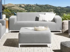 Sofa Polsterbezug 3-Sitzer Hellgrau / Weises Gestell Rovigo