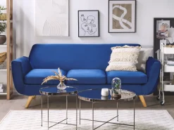 Sofabezug Fur 3-Sitzer Bernes Samtstoff Marineblau