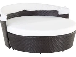 Sonneninsel Rattan Dunkelbraun Sonnendach Cremeweis Sylt Lux