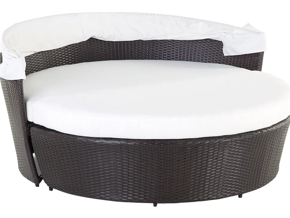 Sonneninsel Rattan Dunkelbraun Sonnendach Cremeweis Sylt Lux