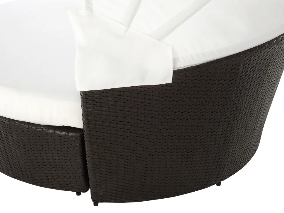 Sonneninsel Rattan Dunkelbraun Sonnendach Cremeweis Sylt Lux