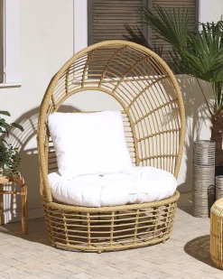 Sonneninsel Rattan Naturlich Kissen Weis Lido