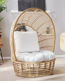 Sonneninsel Rattan Naturlich Kissen Weis Lido