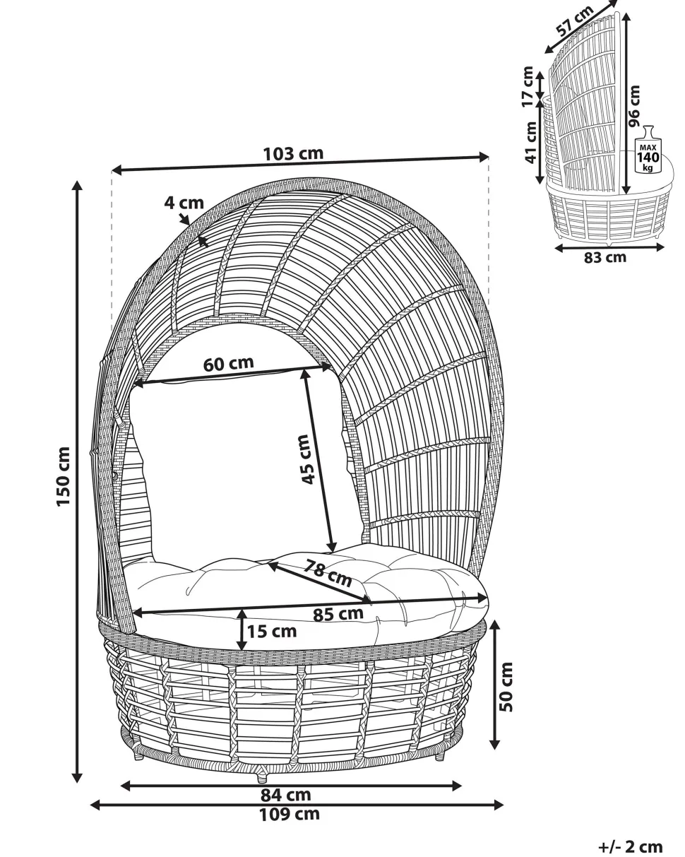 Sonneninsel Rattan Naturlich Kissen Weis Lido