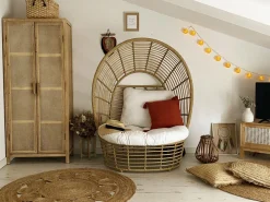 Sonneninsel Rattan Naturlich Kissen Weis Lido