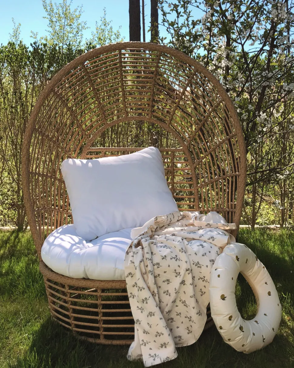Sonneninsel Rattan Naturlich Kissen Weis Lido