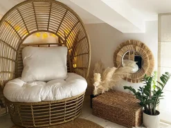 Sonneninsel Rattan Naturlich Kissen Weis Lido