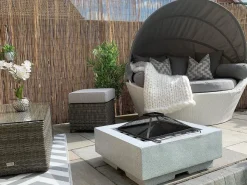 Sonneninsel Rattan Weis Sonnendach Grau Sylt