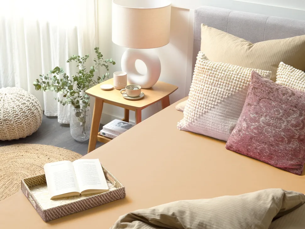 Spannbettlaken Baumwolle Sandbeige 200 X 200 Cm Janbu