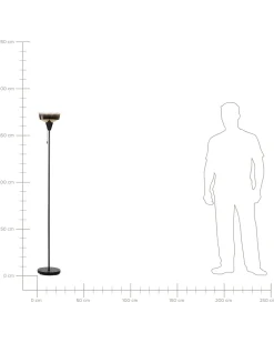 Stehlampe Rauchglas Schwarz / Gold 175 Cm Talparo