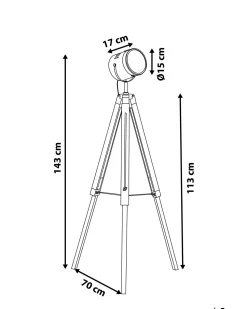 Stehlampe Schwarz 143 Cm Rund Alzette