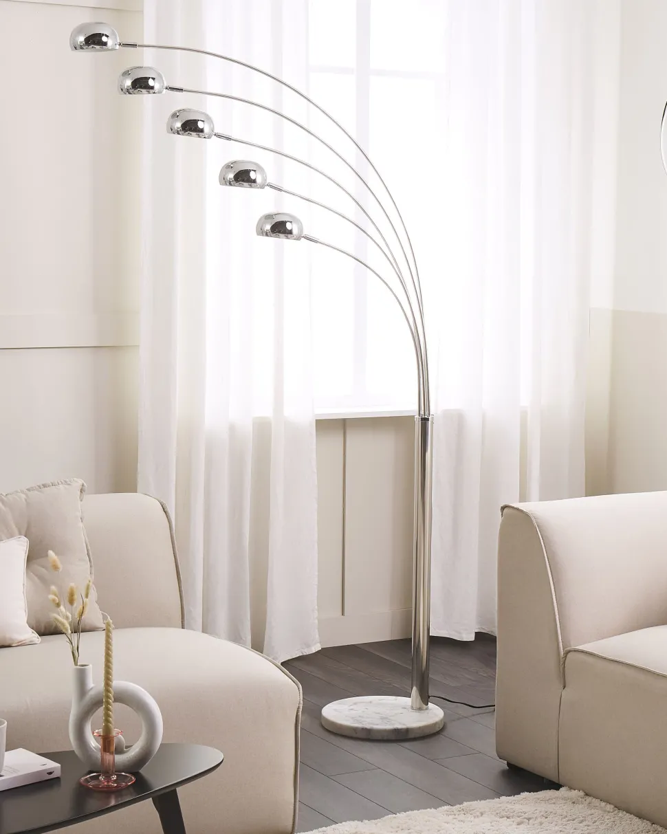 Stehlampe Silber 212 Cm Rund Marmorfus Flinders