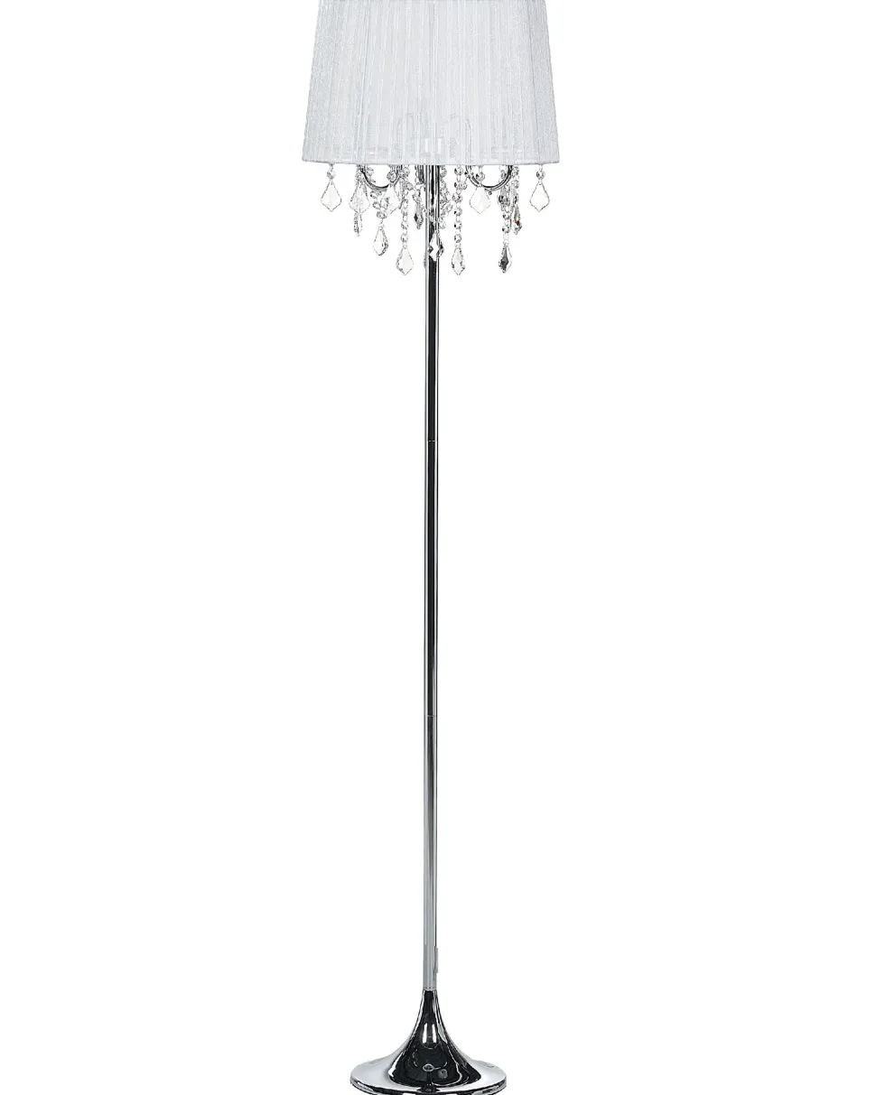 Stehlampe Weilampada Da Pavimento Metallo Argento 147 Cm Nuons Kristall-Optik 170 Cm Trommelform Evans