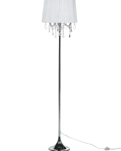 Stehlampe Weilampada Da Pavimento Metallo Argento 147 Cm Nuons Kristall-Optik 170 Cm Trommelform Evans