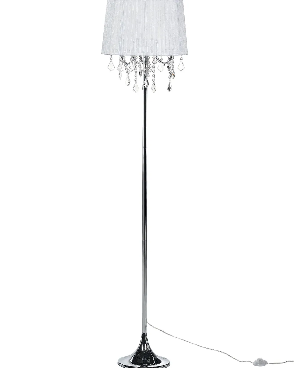 Stehlampe Weilampada Da Pavimento Metallo Argento 147 Cm Nuons Kristall-Optik 170 Cm Trommelform Evans