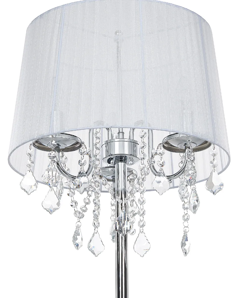 Stehlampe Weilampada Da Pavimento Metallo Argento 147 Cm Nuons Kristall-Optik 170 Cm Trommelform Evans