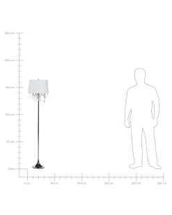 Stehlampe Weilampada Da Pavimento Metallo Argento 147 Cm Nuons Kristall-Optik 170 Cm Trommelform Evans