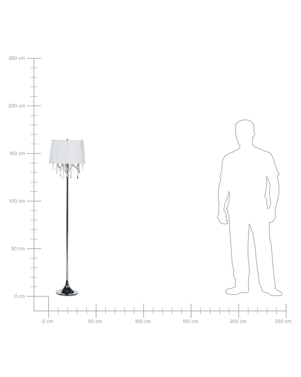 Stehlampe Weilampada Da Pavimento Metallo Argento 147 Cm Nuons Kristall-Optik 170 Cm Trommelform Evans