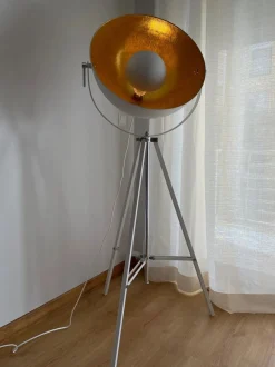 Stehlampe Weis / Gold 170 Cm Rund Thames