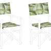 Stoffbezug 2Er Set Fur Gartenstuhl Cine Palmenmotiv Weis / Hellgrun