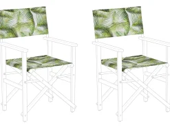 Stoffbezug 2Er Set Fur Gartenstuhl Cine Palmenmotiv Weis / Hellgrun
