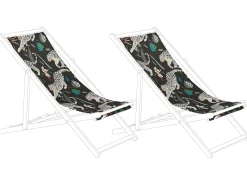 Stoffbezug 2Er Set Fur Gartenliegen Anzio / Avellino Leopardenmotiv Schwarz