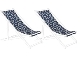 Stoffbezug 2Er Set Fur Gartenliegen Anzio / Avellino Blumenmuster Marineblau