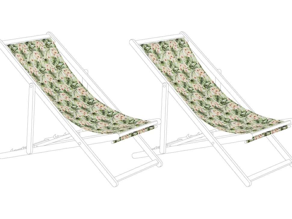 Stoffbezug 2Er Set Fur Gartenliegen Anzio / Avellino Blumenmotiv Rosa