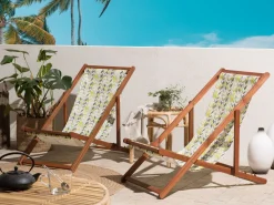Stoffbezug 2Er Set Fur Gartenliegen Anzio / Avellino Zick Zack Muster Gelb / Grau