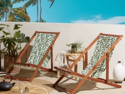 Stoffbezug 2Er Set Fur Gartenliegen Anzio / Avellino Blattmuster Weis / Grun