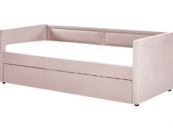 Tagesbett Ausziehbar Cord Pastellrosa Lattenrost 90 X 200 Cm Mimizan