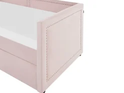 Tagesbett Ausziehbar Cord Pastellrosa Lattenrost 90 X 200 Cm Mimizan