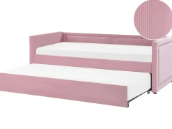 Tagesbett Ausziehbar Cord Rosa Lattenrost 90 X 200 Cm Mimizan
