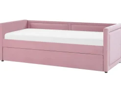Tagesbett Ausziehbar Cord Rosa Lattenrost 90 X 200 Cm Mimizan