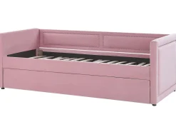 Tagesbett Ausziehbar Cord Rosa Lattenrost 90 X 200 Cm Mimizan