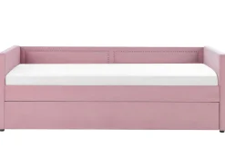 Tagesbett Ausziehbar Cord Rosa Lattenrost 90 X 200 Cm Mimizan